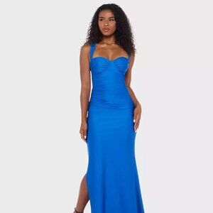 B Darlin Bee Darlin Juniors' Wide Strap Bustier Sleeveless Gown Royal Size 1/2